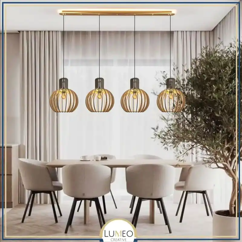 Suspension bohème chic en bois naturel WOODY | 100% Personnalisable