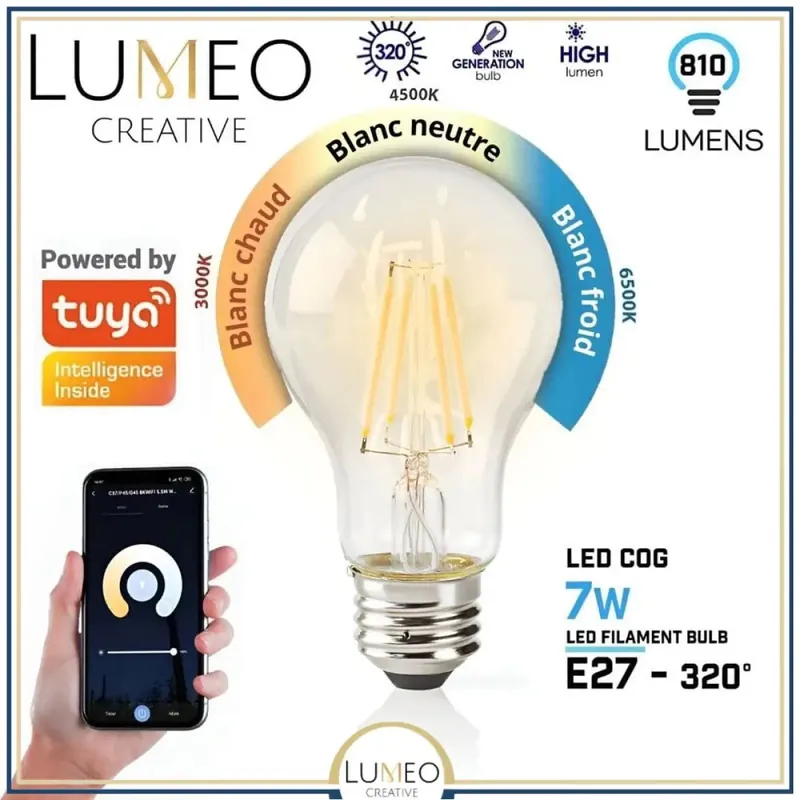 Ampoule LED intelligente Wifi - E27 | 7W Dimmable