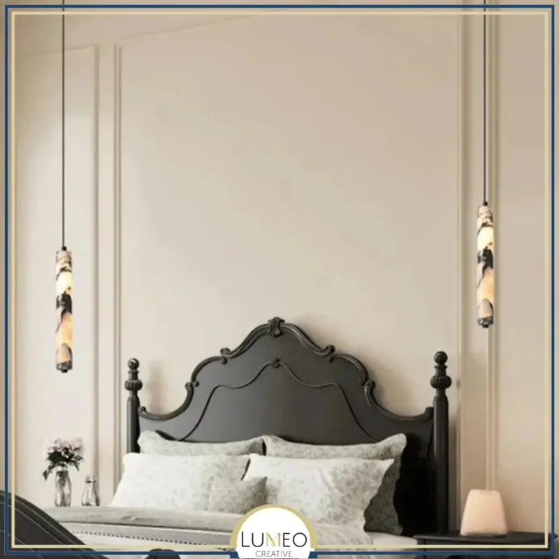 Suspension cylindrique en marbre | Luminaire chic & élégant