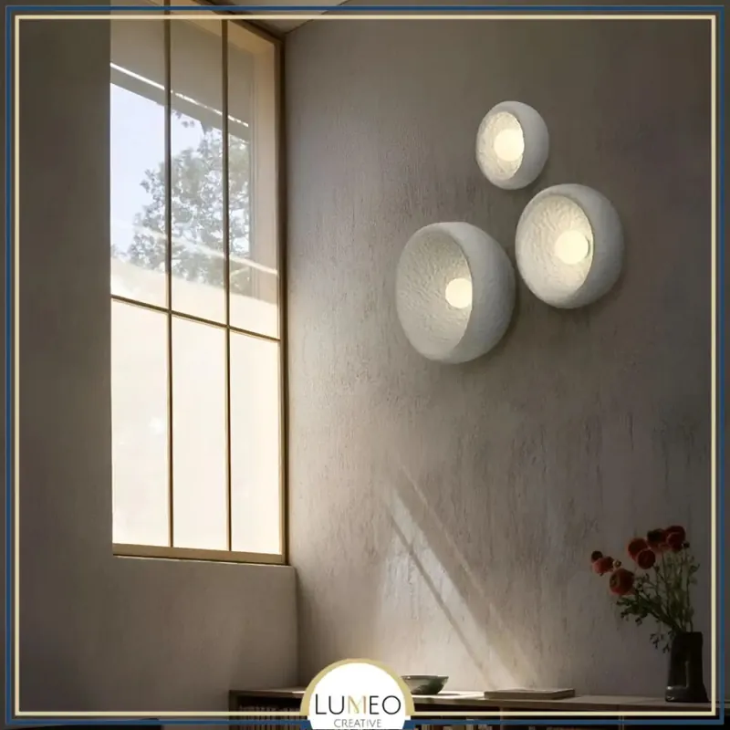 Applique murale disque texturée | Luminaire artistique en relief