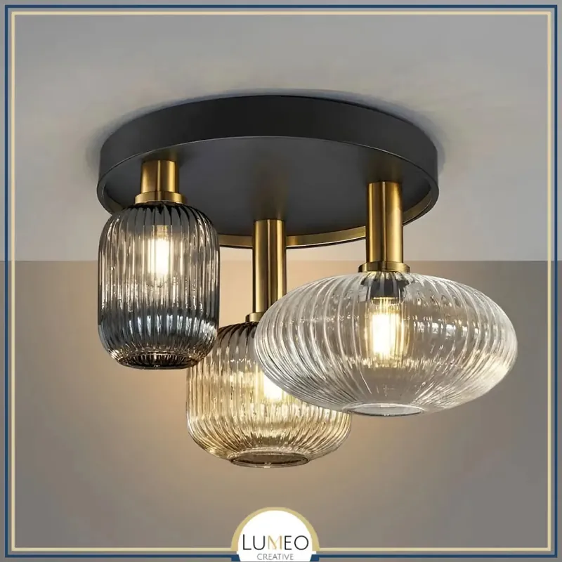 Plafonnier en verre vintage CRISTALI | 3 luminaires à personnaliser