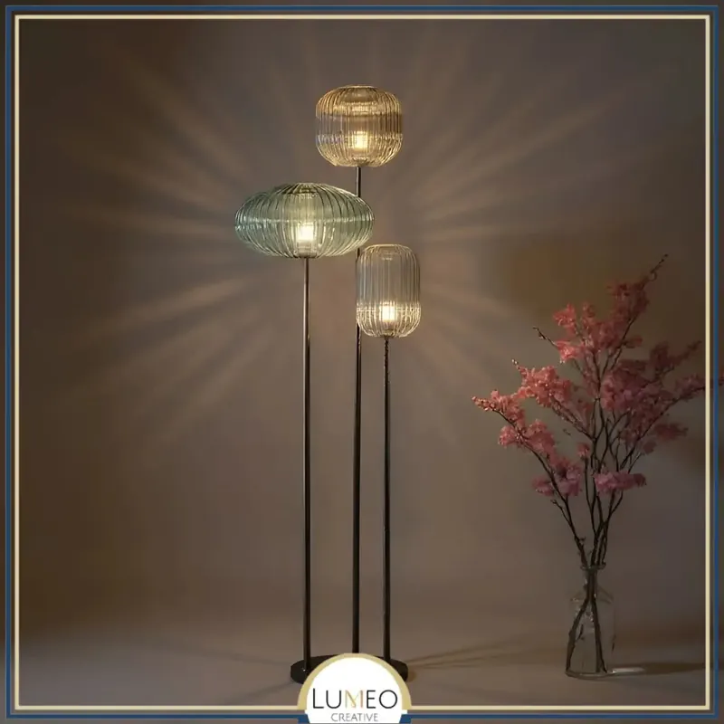 Lampadaire en verre vintage CRISTALI | 3 luminaires à personnaliser