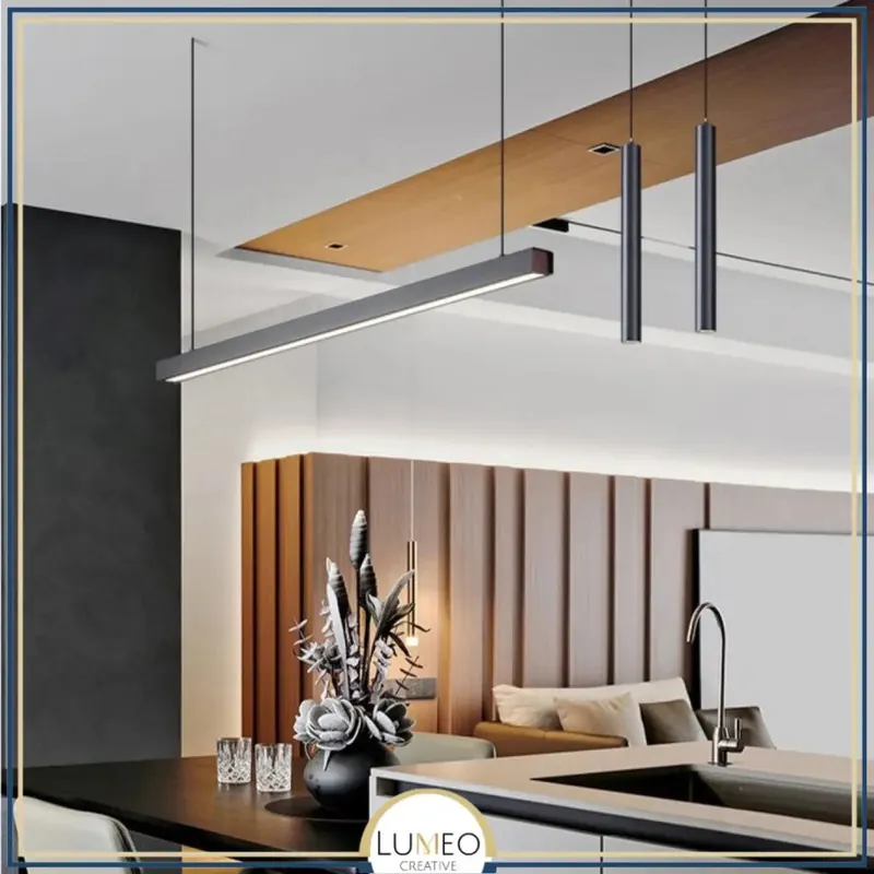 Suspension linéaire LED minimaliste | Ligne pure et éclairage structuré
