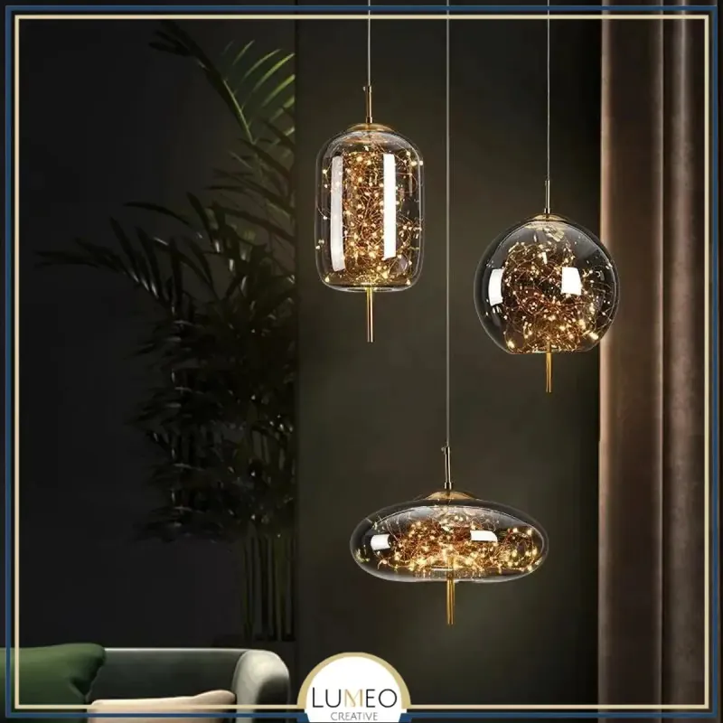 Suspension chic LED en verre soufflé | Magie lumineuse & élégance aérienne