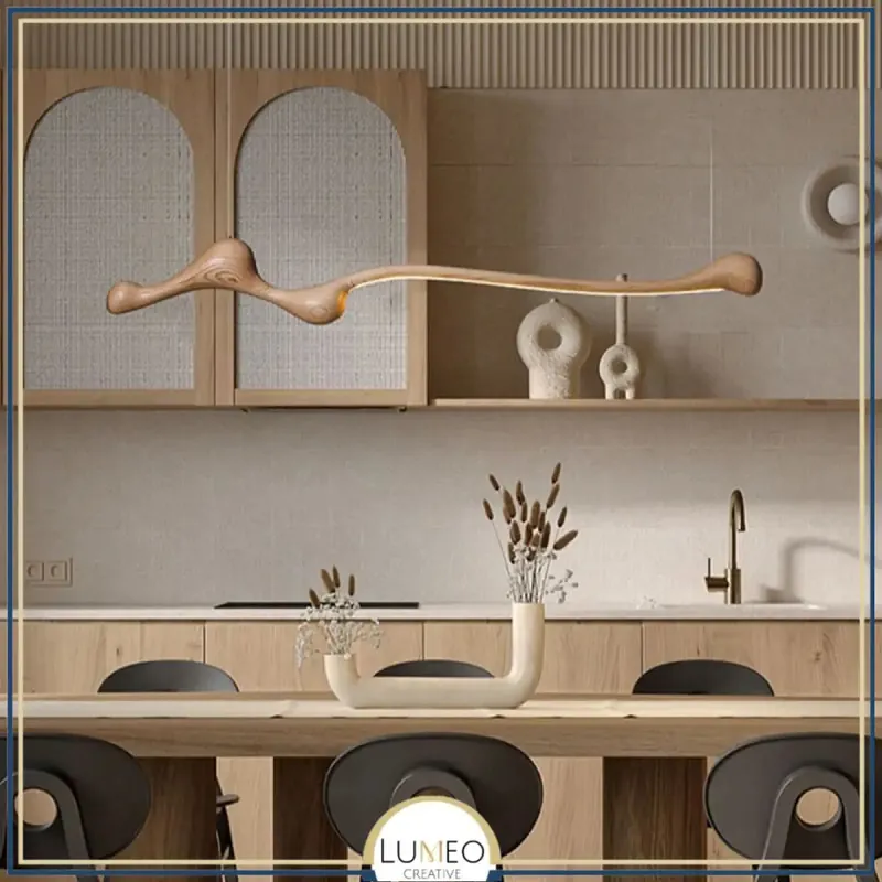 Lustre organique en bois massif | Design sculptural