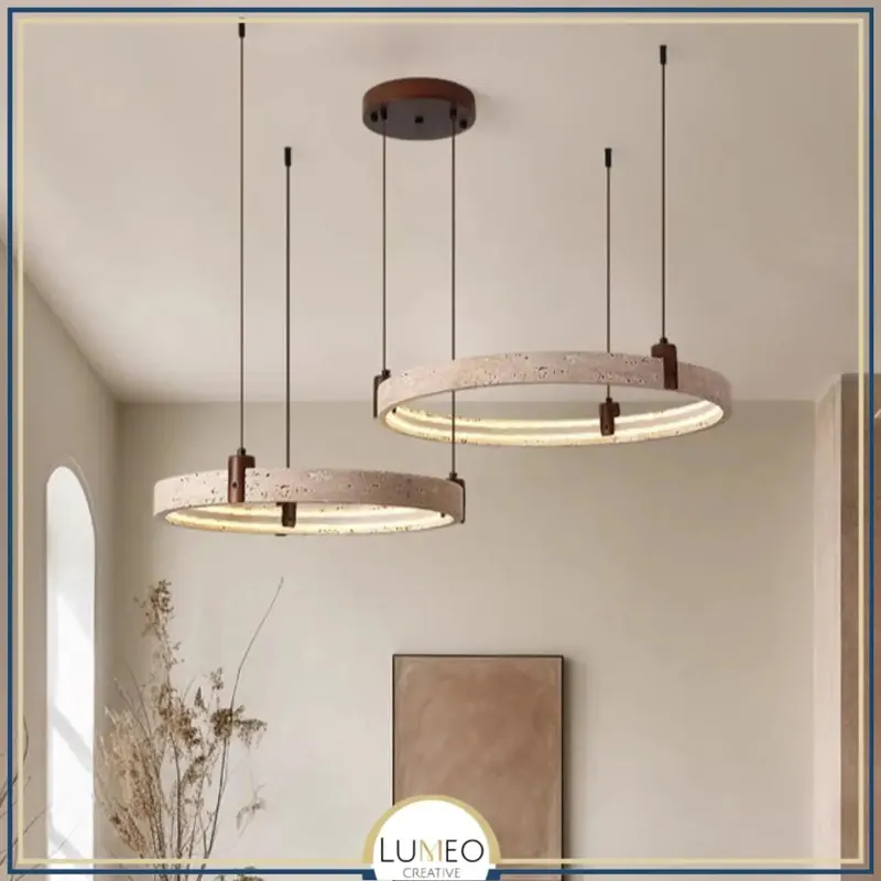 Lustre anneau en pierre naturelle
