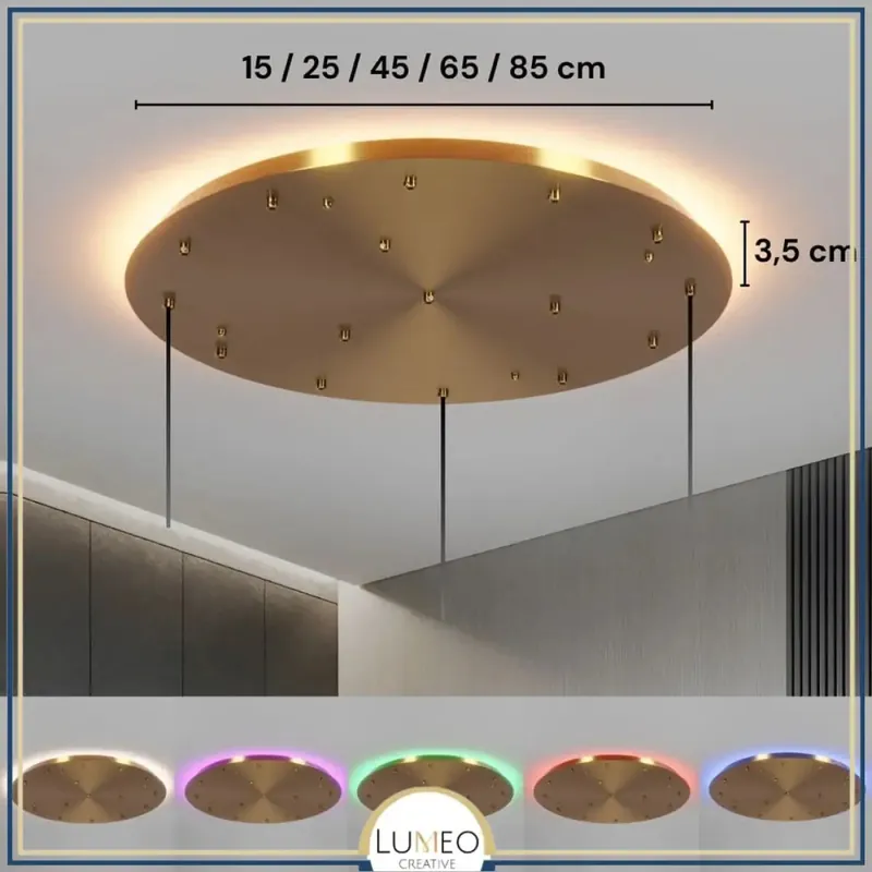 Adaptive round ceiling base for suspensions